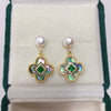 Women's Natural Freshwater Pearl Fourleaf Clover Oblate Earrings With 18K Real Gold Plating