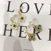 Women's Natural Freshwater Pearl Fourleaf Clover Oblate Earrings With 18K Real Gold Plating