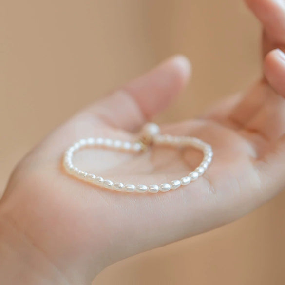 Women's Natural Freshwater Pearl Geometric Pattern Bracelet With 14K Gold Simple Style