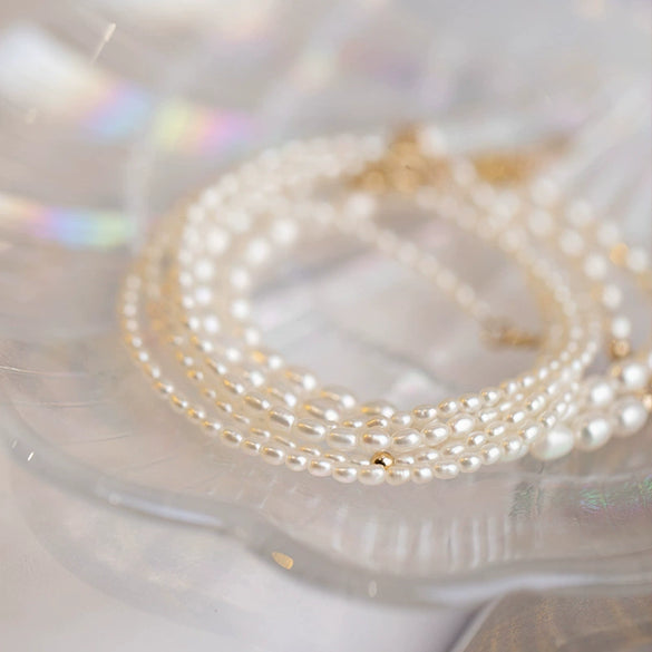 Women's Natural Freshwater Pearl Geometric Pattern Bracelet With 14K Gold Simple Style