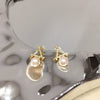 Women's Natural Freshwater Pearl Geometric Triangle S925 Sterling Silver Earrings