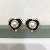 Women's Natural Freshwater Pearl Heart Shaped S925 Sterling Silver And 18K Goldfilled Earrings