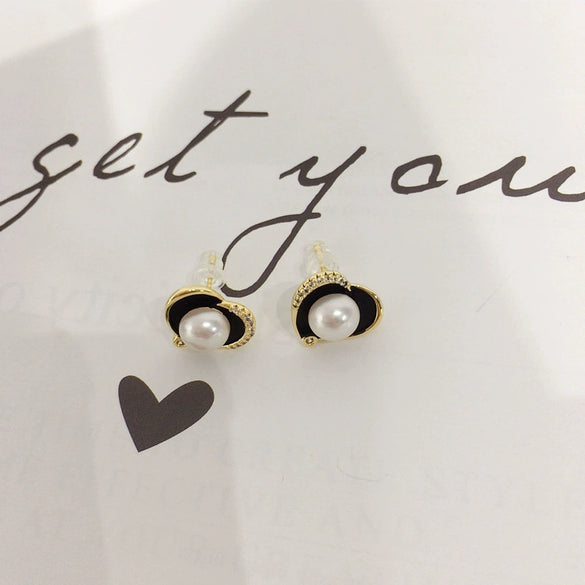 Women's Natural Freshwater Pearl Heart Shaped S925 Sterling Silver And 18K Goldfilled Earrings