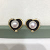 Women's Natural Freshwater Pearl Heart Shaped S925 Sterling Silver And 18K Goldfilled Earrings