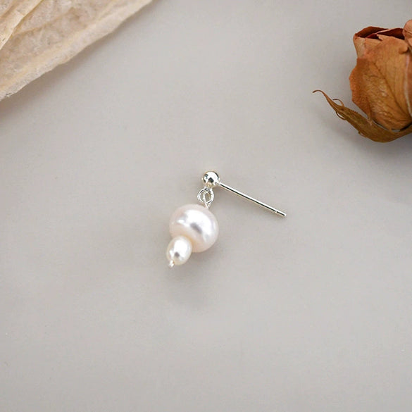 Women's Natural Freshwater Pearl Mushroom Earrings Candy Color Oblate Shape