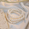 Women's Natural Freshwater Pearl Nearly Round Elastic Bracelet With Silverplated Beads And Highend Design