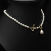 Women's Natural Freshwater Pearl Necklace With Geometric Pearl Chain Retro Clavicle Necklace Electroplated Non Fading Jewelry