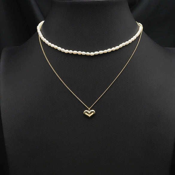 Women's Natural Freshwater Pearl Necklace With Geometric Pearl Chain Retro Clavicle Necklace Electroplated Non Fading Jewelry