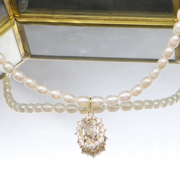 Women's Natural Freshwater Pearl Necklace With Geometric Pearl Chain Retro Clavicle Necklace Electroplated Non Fading Jewelry