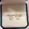 Women's Natural Freshwater Pearl Oblate Bow Earrings
