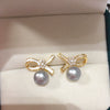 Women's Natural Freshwater Pearl Oblate Bow Earrings
