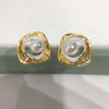 Women's Natural Freshwater Pearl Oblate Earrings 18K Goldfilled S925 Sterling Silver
