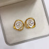 Women's Natural Freshwater Pearl Oblate Earrings 18K Goldfilled S925 Sterling Silver