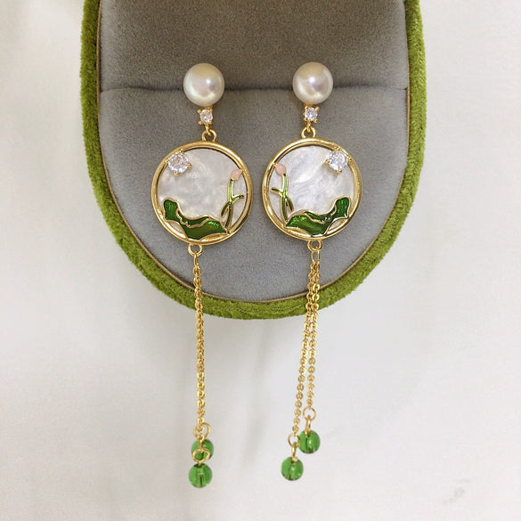 Women's Natural Freshwater Pearl Oblate S925 Sterling Silver Earrings