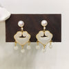 Women's Natural Freshwater Pearl Oblate S925 Sterling Silver Needle Earrings With Long Life Lock Chalcedony Design