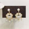 Women's Natural Freshwater Pearl Oblate S925 Sterling Silver Needle Earrings With Long Life Lock Chalcedony Design