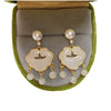 Women's Natural Freshwater Pearl Oblate S925 Sterling Silver Needle Earrings With Long Life Lock Chalcedony Design