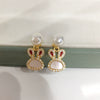 Women's Natural Freshwater Pearl Rabbit Earrings With S925 Sterling Silver And 18K Goldfilled And Motherofpearl