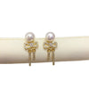 Women's Natural Freshwater Pearl S925 Sterling Silver Earrings With Microinlaid Zircon Bow Tassel And Oblate Shape