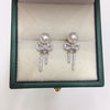 Women's Natural Freshwater Pearl S925 Sterling Silver Earrings With Microinlaid Zircon Bow Tassel And Oblate Shape