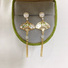Women's Natural Freshwater Pearl S925 Sterling Silver Fanshaped Bamboo Leaf Tassel Earrings
