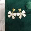 Women's Natural Freshwater Pearl S925 Sterling Silver Heart Bow Earrings 18K Goldfilled