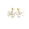 Women's Natural Freshwater Pearl S925 Sterling Silver Heart Bow Earrings 18K Goldfilled