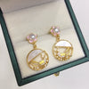 Women's Natural Freshwater Pearl S925 Sterling Silver Round Shaped Earrings