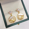 Women's Natural Freshwater Pearl S925 Sterling Silver Round Shaped Earrings