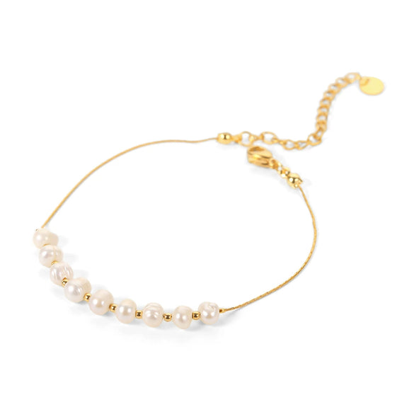 Women's Natural Freshwater Pearl Stainless Steel Geometric Electroplated Bracelet