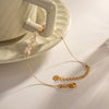 Women's Natural Freshwater Pearl Stainless Steel Geometric Electroplated Bracelet
