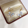 Women's Natural Freshwater Pearl Sterling Silver Oblate Butterfly Earrings