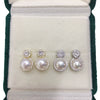 Women's Natural Freshwater Pearl Stud Earrings S925 Sterling Silver 18K Gold Flat Round And Oblate Shape