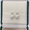 Women's Natural Freshwater Pearl Stud Earrings S925 Sterling Silver 18K Gold Flat Round And Oblate Shape