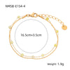 Women's Natural Garnet Beaded Double Layer Titanium Steel And 18K Gold Electroplated Geometric Fashion Bracelet