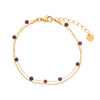 Women's Natural Garnet Beaded Double Layer Titanium Steel And 18K Gold Electroplated Geometric Fashion Bracelet