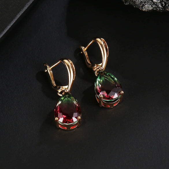 Women's Natural Gem Drop Shape Earrings With Electroplated Finish Fashion Jewelry