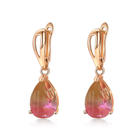 Women's Natural Gem Drop Shape Earrings With Electroplated Finish Fashion Jewelry