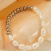 Women's Natural Geometric Freshwater Pearl 316L Stainless Steel Bracelet With Electroplating
