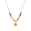 Women's Natural Geometric Stainless Steel And Titanium Steel Beaded Sun Necklace With Electroplating