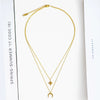Women's Natural Geometry Style Electroplated Stainless Steel Star And Moon Double Layer Overlapping Clavicle Chain Necklace For Decoration