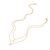 Women's Natural Geometry Style Electroplated Stainless Steel Star And Moon Double Layer Overlapping Clavicle Chain Necklace For Decoration