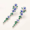 Women's Natural Long Copper Earrings With Oil Dripping Flower Design