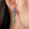 Women's Natural Long Copper Earrings With Oil Dripping Flower Design