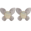 Women's Natural Opal Colored Gemstone Stud Earrings S925 Sterling Silver Animal Style Brushed
