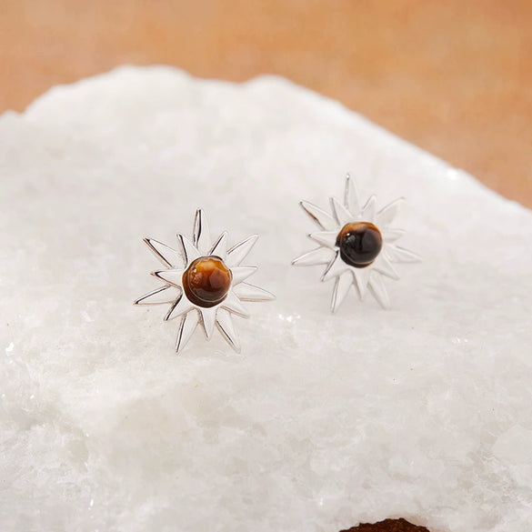 Women's Natural Opal Pearl Stud Earrings In S925 Sterling Silver With Star Shape And Set With Gemstones Style