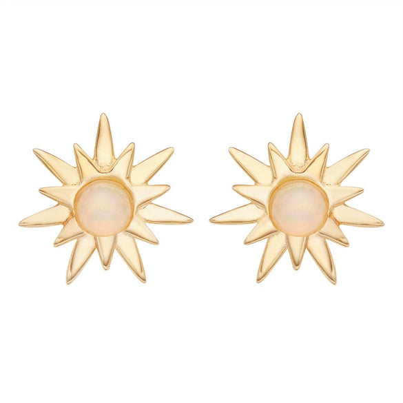 Women's Natural Opal Pearl Stud Earrings In S925 Sterling Silver With Star Shape And Set With Gemstones Style