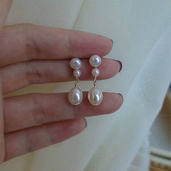Women's Natural Pearl Drop Shape Retro Elegant Earrings
