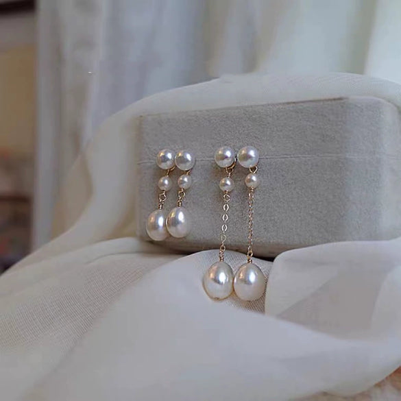 Women's Natural Pearl Drop Shape Retro Elegant Earrings