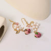 Women's Natural Pearl Flower Titanium Steel Geometric Electroplated Earrings